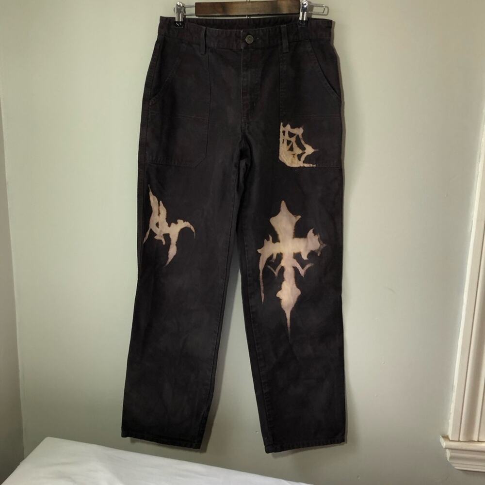Patagonia y2k hand dyed cross spiderweb streetwear deep purple pants womens 10